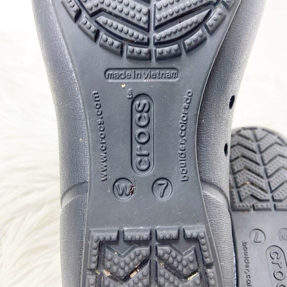 Crocs 7 Women's Black Cap Toe Slip On Flat Heel Casual Ballet Shoes - Picture 10 of 11